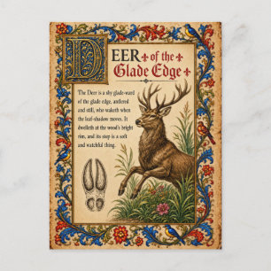 Cartão Postal Cervo, Arte do Bestiário Medieval