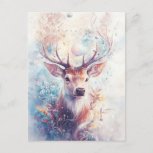 Cartão Postal Cervo com Chifre Floral Etéreo Luminoso