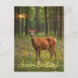 Cartão Postal Cervo na Floresta Mágica