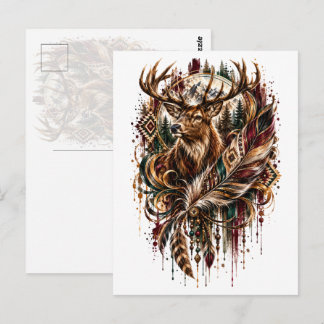 Cartão Postal Cervo Tribal Boho, Sonhando com Cervo