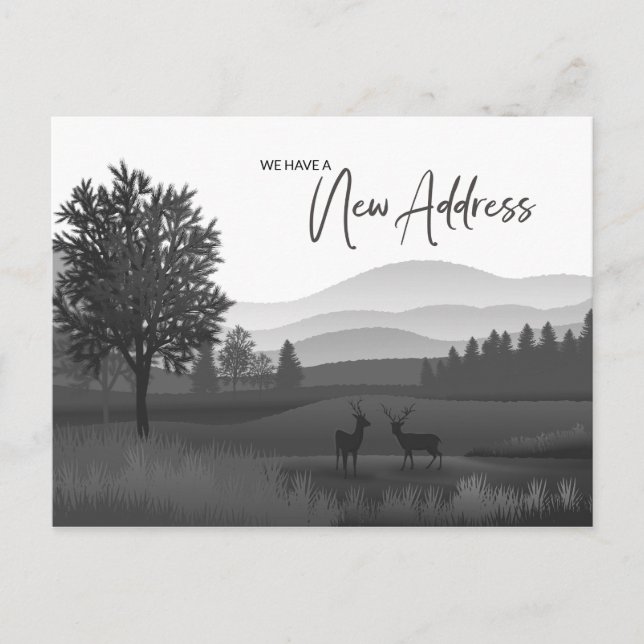Cartão Postal Cervos das Montanhas Rústicas Mudam de Endereço No (Frente)