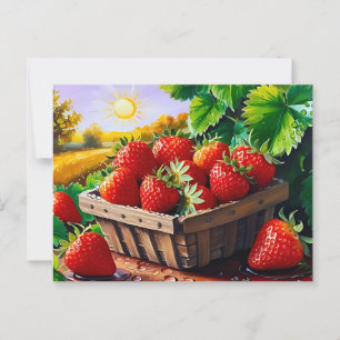 Cartão Postal Cesta de Morango de Verão para Todas as Ocasioes
