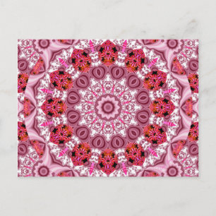 Cartão Postal Cesta de rendas, Abstrato vermelho, rosa, branco M