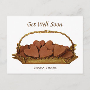 Cartão Postal Cesta de Vintage de Corações de Chocolate Vai Fi