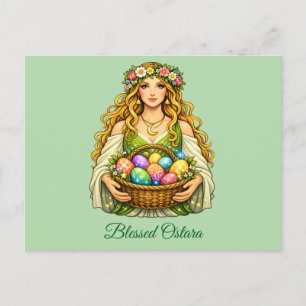 Cartão Postal Cesta Floral da Deusa Ostara Equinócio da Primaver