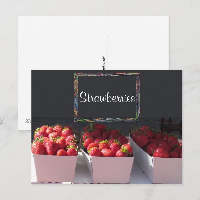Cartão postal - Cestas de Morango com Placa (Frente/Verso)