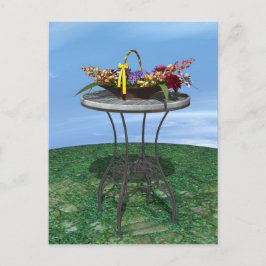 Cartão Postal Cesto Antigo de Flores