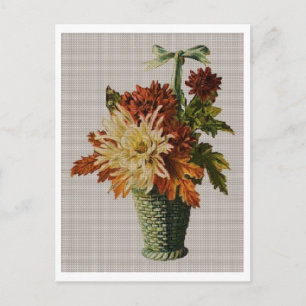 Cartão Postal Cesto Antiquado de Flores