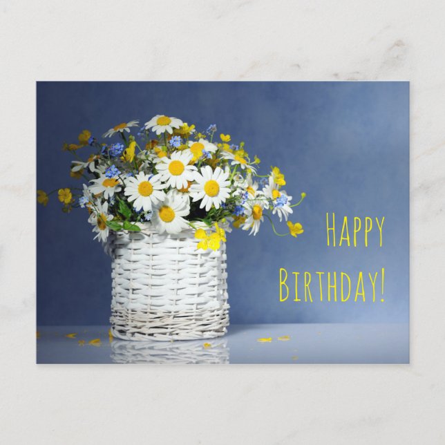 Cartão Postal Cesto com flores de primavera (Frente)