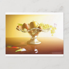 Cartão Postal Cesto de vidro com frutas e bateria