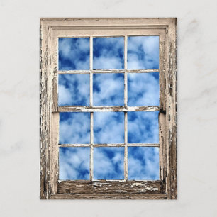 Cartão Postal Céu Azul Através da Janela