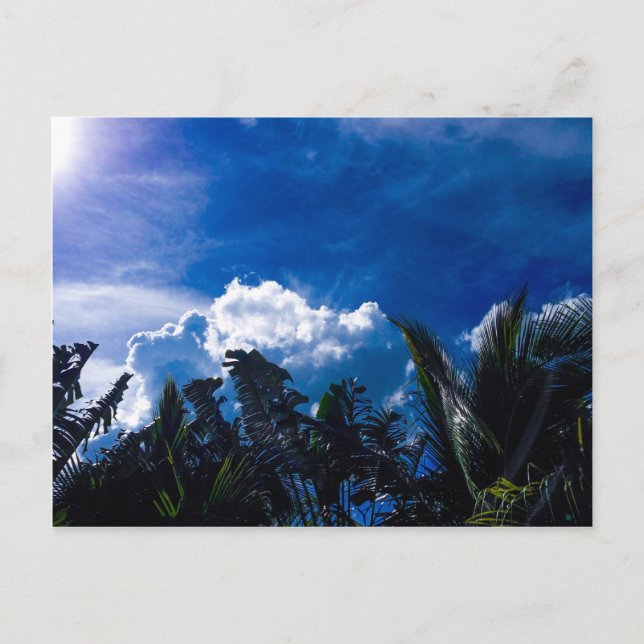 Cartão Postal Céu Azul Brilhante Com Nuvens (Frente)