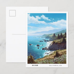 Cartão Postal Céu Azul na Grande Sur, Califórnia, EUA, Viagens v