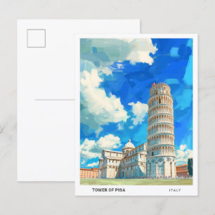Cartão Postal Céu Azul na Torre da Viagens vintage de Pisa Itáli