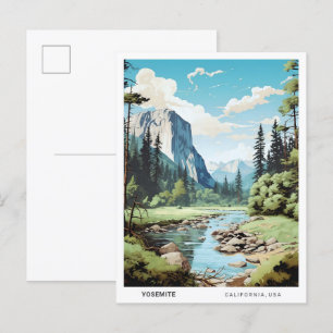 Cartão Postal Céu Azul na Viagens vintage da Califórnia em Yosem