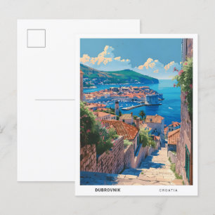 Cartão Postal Céu Azul na Viagens vintage de Dubrovnik na Croáci