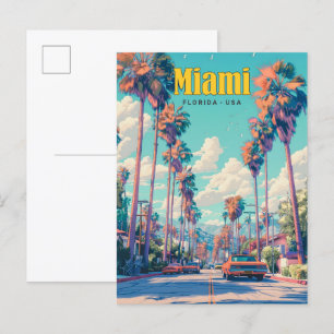 Cartão Postal Céu Azul na Viagens vintage de Miami na Flórida do