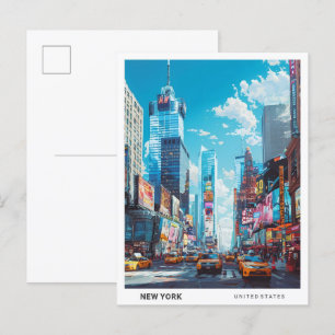 Cartão Postal Céu Azul na Viagens vintage de Nova Iorque nos EUA
