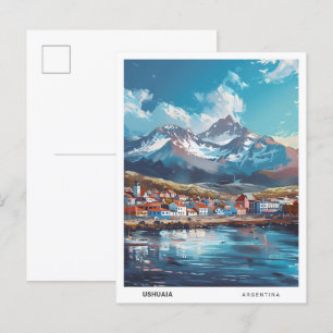 Cartão Postal Céu Azul na Viagens vintage de Ushuaia na Argentin