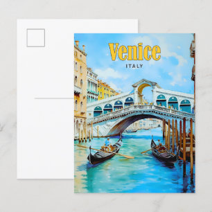 Cartão Postal Céu Azul na Viagens vintage de Veneza Itália