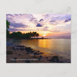 Cartão Postal Céu do Pôr do Sol com Raio de Sol Praia Crepúsculo
