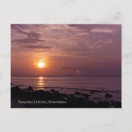 Cartão Postal Céu do Pôr do Sol com Raio de Sol Praia Crepúsculo