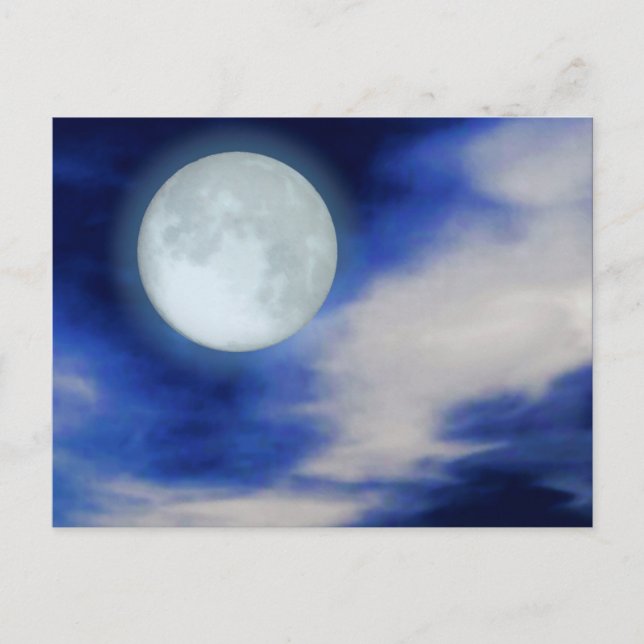 Cartão Postal Céu Noturno com Lua e Nuvens (Frente)