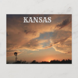 Cartão Postal Céus De Tempestade Com Cartaz De POSTO Para Moinho