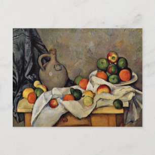 Cartão Postal Cezanne - Cortina, Jug e Fruta