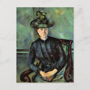 Cartão Postal Cezanne - Mulher de chapéu verde