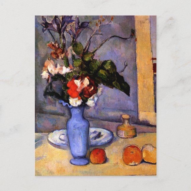 Cartão Postal Cezanne Pintando A Vida Estática Com Arte Azul (Frente)