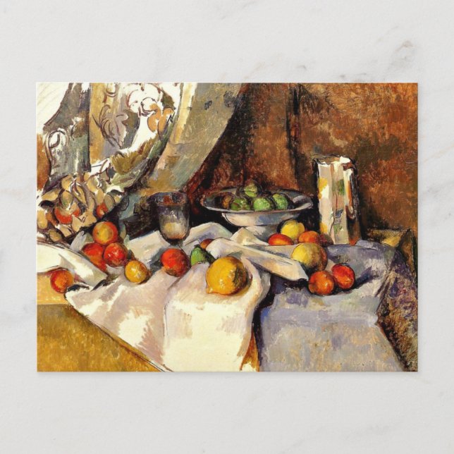 Cartão Postal Cezanne - Posto, Garrafa, Taça e Fruta - Ainda com (Frente)