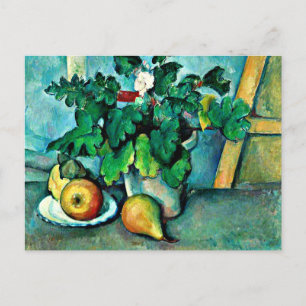 Cartão Postal Cezanne - Pote de Primroses e Frutas