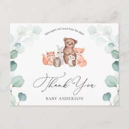 Cartão Postal Chá de animais florestais por e-mail Obrigado Cart