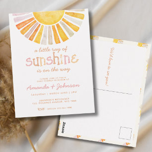 Cartão Postal Chá de Bebê Boho Pequeno Raio de Sol