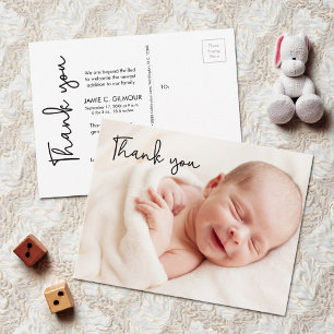Cartão Postal Chá de Bebê com Letra Manual Moderna