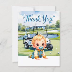 Cartão Postal Chá de Bebê de Golfe tema Menino 