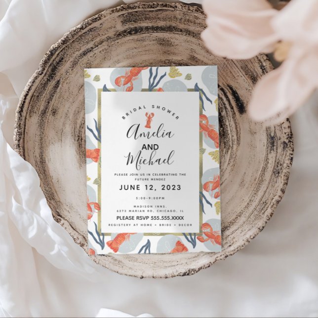 Cartão Postal Chá de Bebê de Lagosta em Aquarela  (Criador carregado)