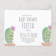 Chá de Bebê de Plantas de Cacto em Aquarela Pintad