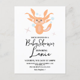 Cartão Postal Chá de Bebê do Axolote Pastel do Oceano