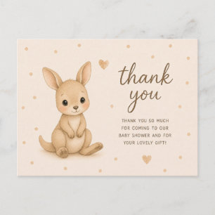 Cartão Postal Chá de Bebê do Canguru Bebê Joey Obrigado