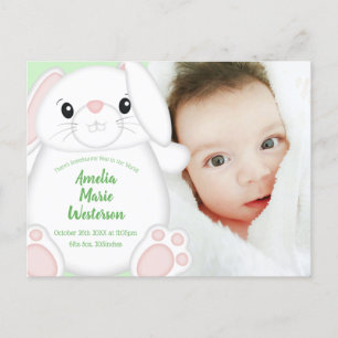 Cartão Postal Chá de Bebê do Coelho Bunny Verde