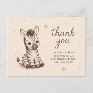 Cartão Postal Chá de Bebê do Potro de Zebra Bebê Obrigado