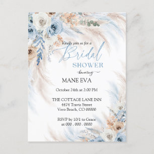 Cartão Postal Chá de Bebê Floral Boho Elegante