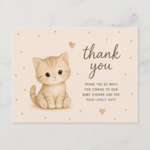 Cartão Postal Chá de Bebê Gatinho Bebê Obrigado