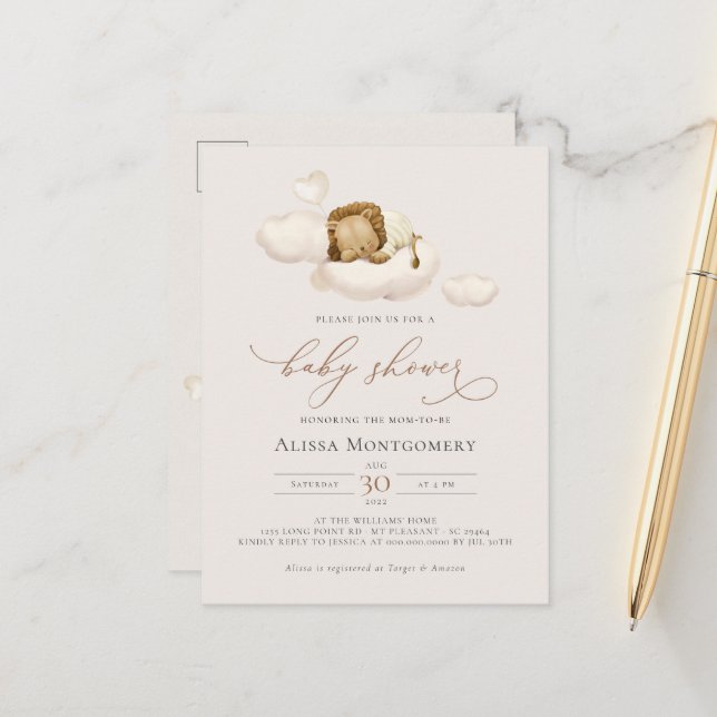 Cartão Postal Chá de Bebê Leão (Frente/Verso In Situ)