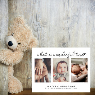 Cartão Postal Chá de Bebê Moderno com Múltiplas Fotos de Agradec