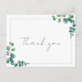 Cartão Postal Chá de Bebê Moderno Eucalipto Obrigado