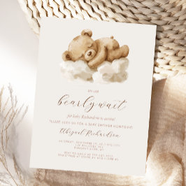 Cartão Postal Chá de Bebê Neutro Urso Teddy Aquarela Fofa