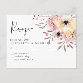 Cartão Postal Chá de Bebê Orçamento Rosa Floral Pêssego